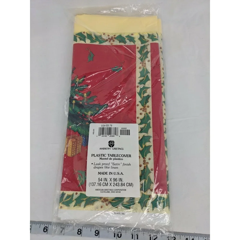 American Greetings Plastic Tablecover Christmas 54x‎ 96 Inch